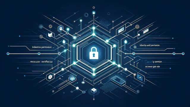Two distinct verification pathways - identity and permission - merging at a secure access gate on a dark navy background