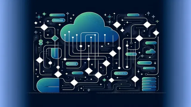 Teal green quality gate nodes filtering generated code streams on a dark navy background