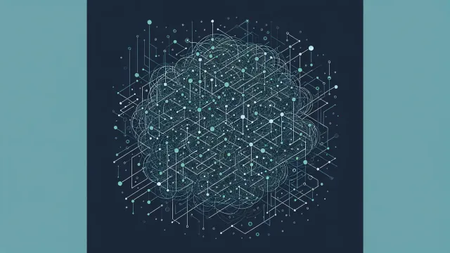 Tangled geometric paths being reorganized into clean parallel lines on a dark navy background