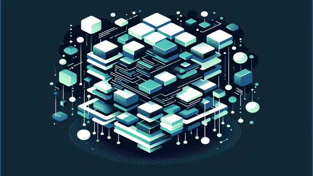 Teal green accumulated weight blocks pressing down on a code structure with strain indicators and relief pathways on a dark navy background