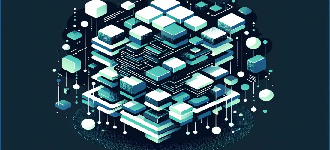 Teal green accumulated weight blocks pressing down on a code structure with strain indicators and relief pathways on a dark navy background