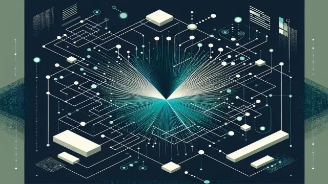 Teal green suggestion stream flowing into an acceptance node with understanding gap indicators on a dark navy background