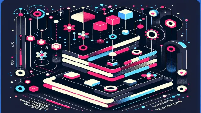 Hot pink speed metric bars and loading timeline segments arranged in performance measurement patterns on a dark navy background