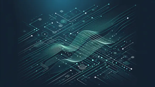 Mint green structured data blocks flowing through a pipeline with labeled fields and severity indicators on a dark navy background