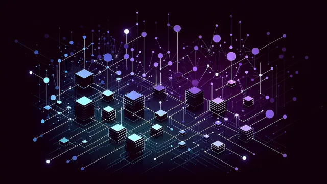 Violet purple propagation waves spreading from a write node to distributed replica nodes on a dark navy background